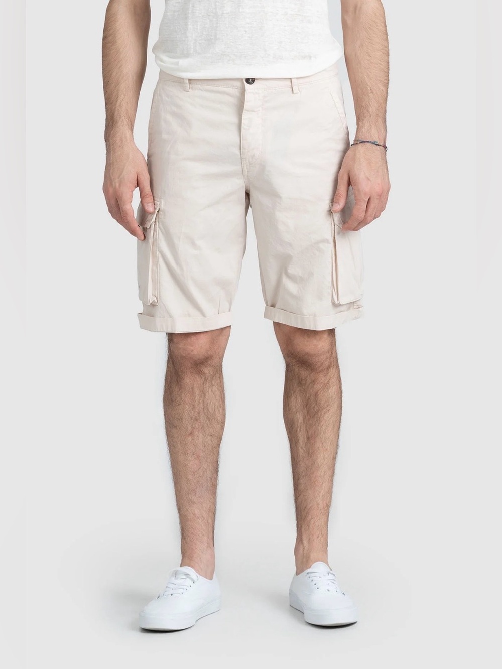 Paulo Solari  casual Men's Cream Cargo Shorts with Utility Pockets size 42  NWT